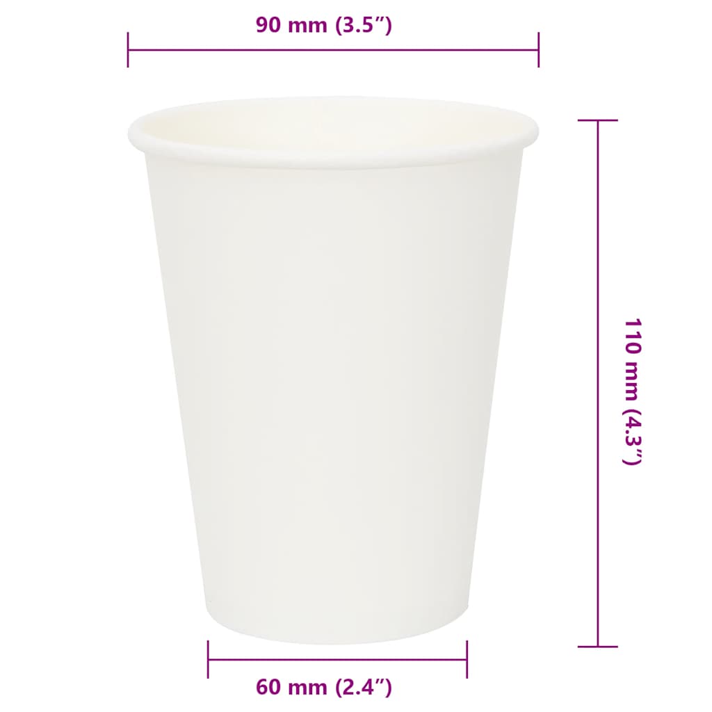 vidaXL Papierowe kubki, 1000 szt., 12oz, 300ml, biały