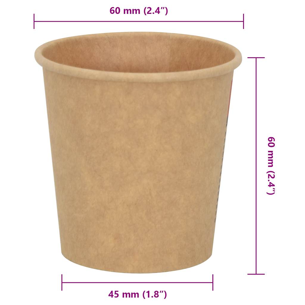 vidaXL Papierowe kubki, 1000 szt., 4oz, 100ml, brązowy