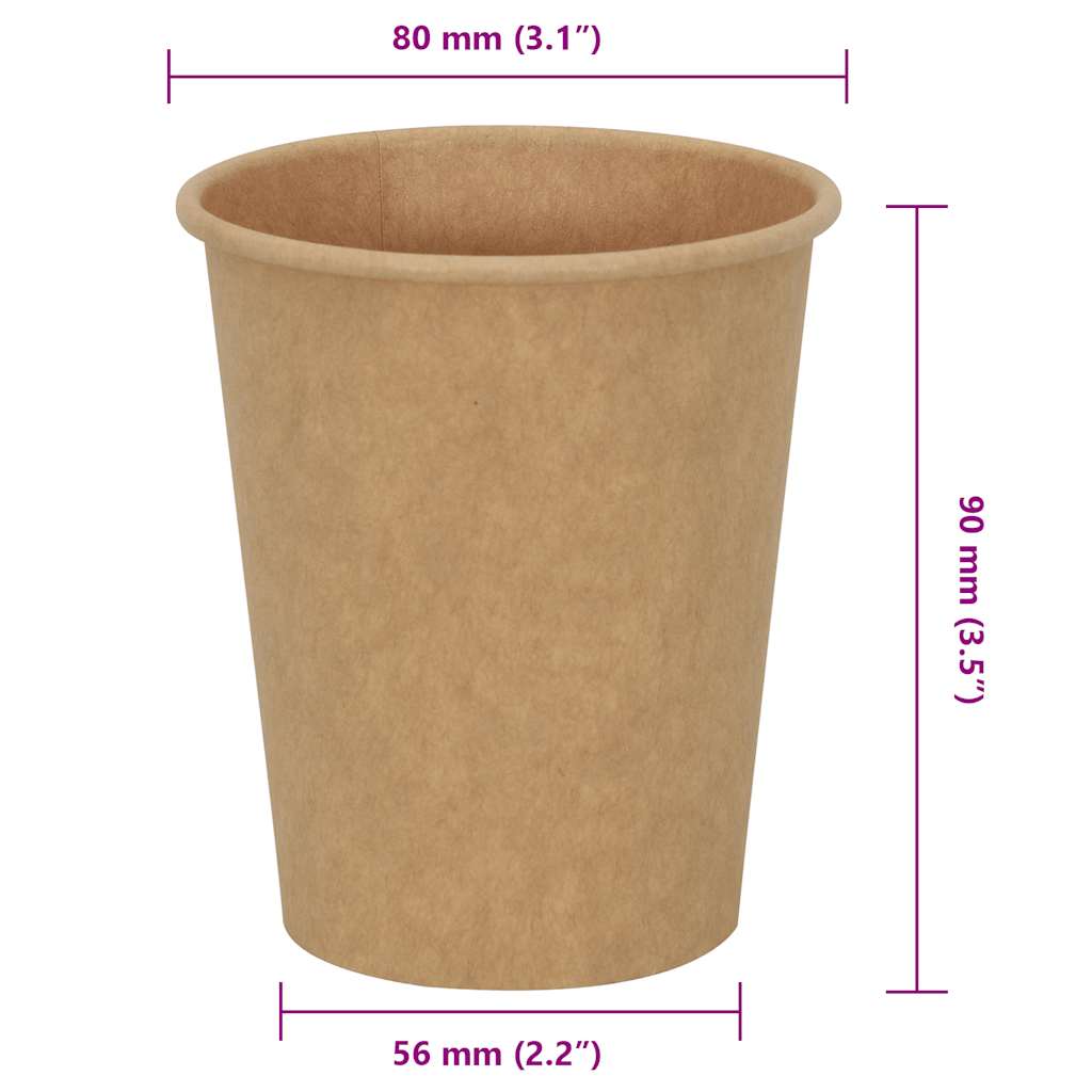 vidaXL Papierowe kubki, 1000 szt., 8oz, 200ml, brązowy
