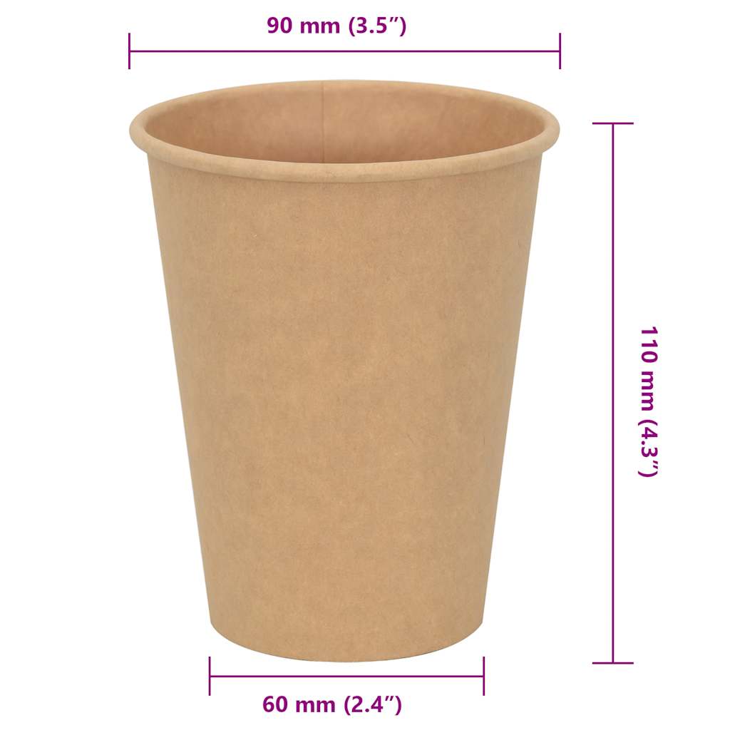 vidaXL Papierowe kubki, 1000 szt., 12oz, 300ml, brązowy