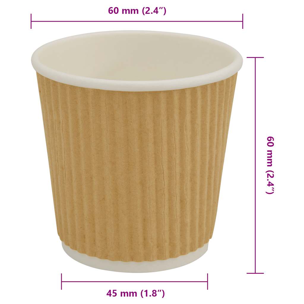vidaXL Papierowe kubki, 1000 szt., 4oz, 100ml, brązowy