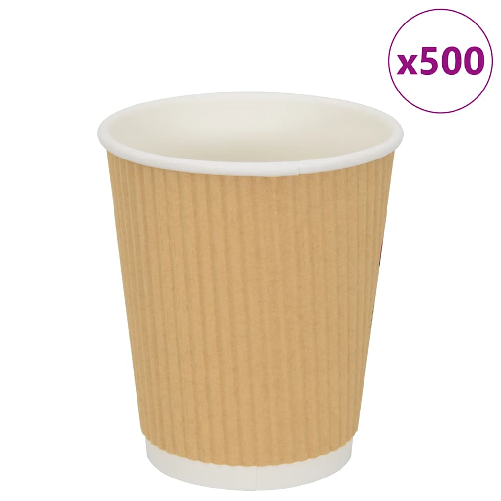 vidaXL Papierowe kubki, 500 szt., 8oz, 200ml, brązowy