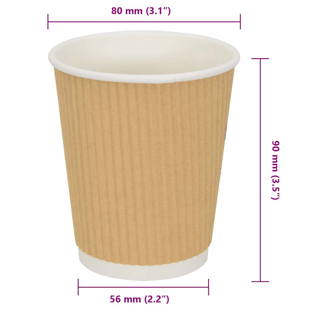 vidaXL Papierowe kubki, 500 szt., 8oz, 200ml, brązowy