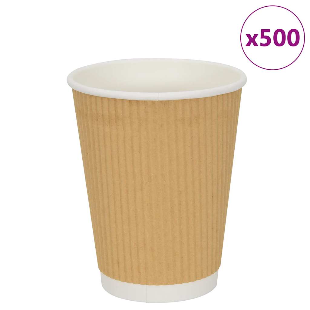 vidaXL Papierowe kubki, 500 szt., 12oz, 300ml, brązowy