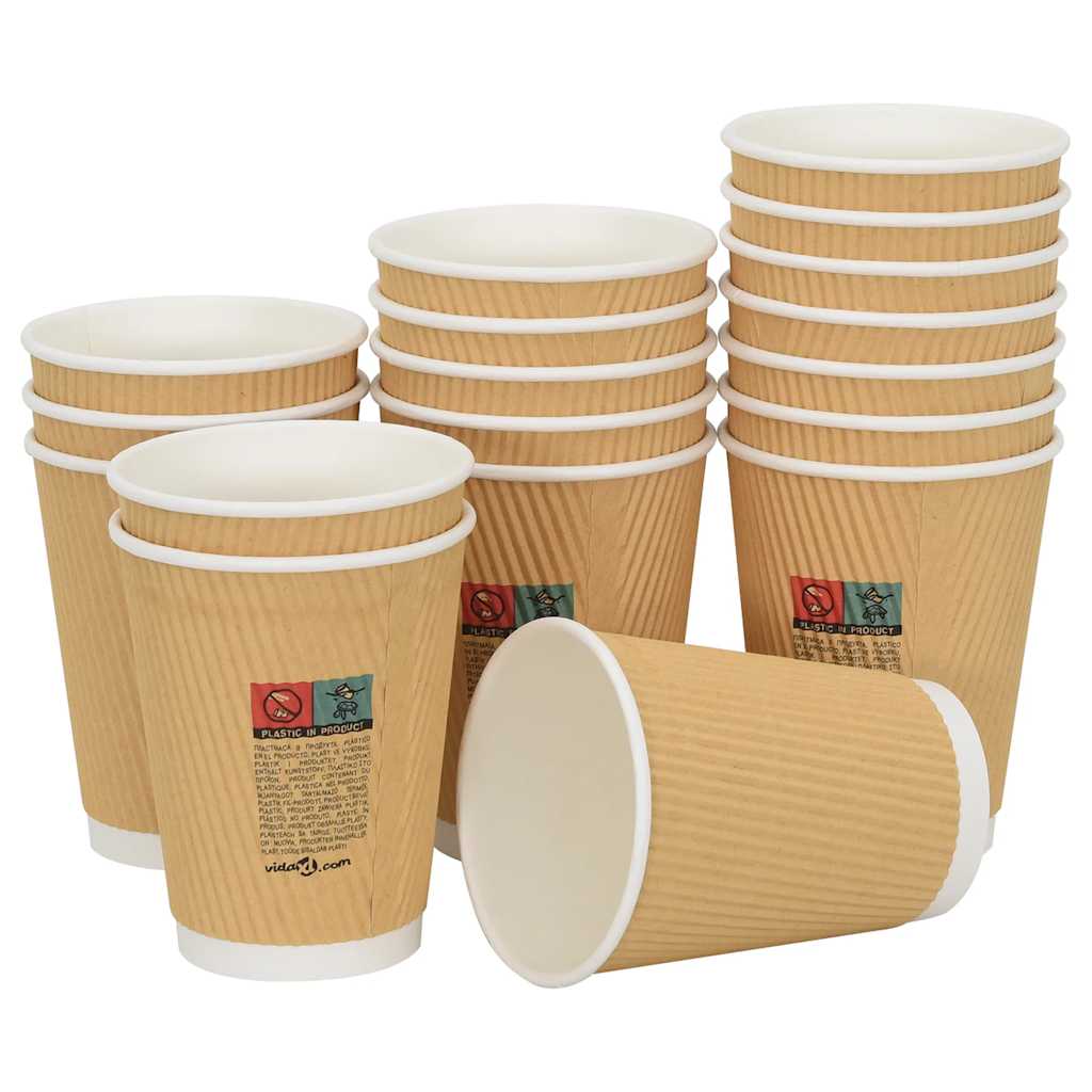 vidaXL Papierowe kubki, 500 szt., 12oz, 300ml, brązowy