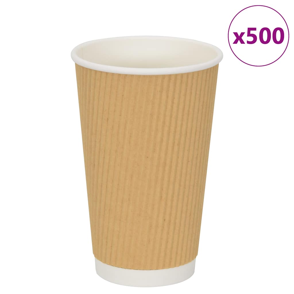 vidaXL Papierowe kubki, 500 szt., 16oz, 400ml, brązowy
