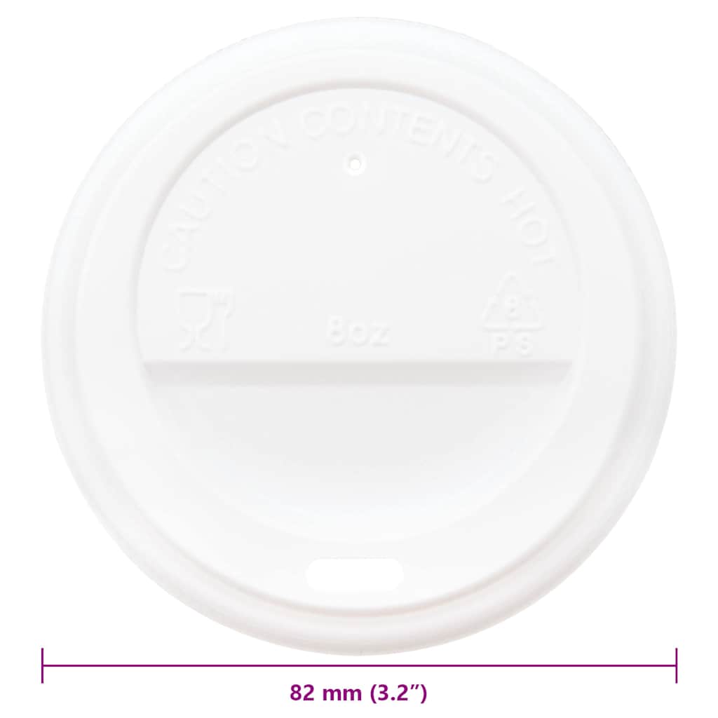 vidaXL Pokrywki do kubków papierowych do kawy, Ø80 mm, 8oz, 1000 szt.