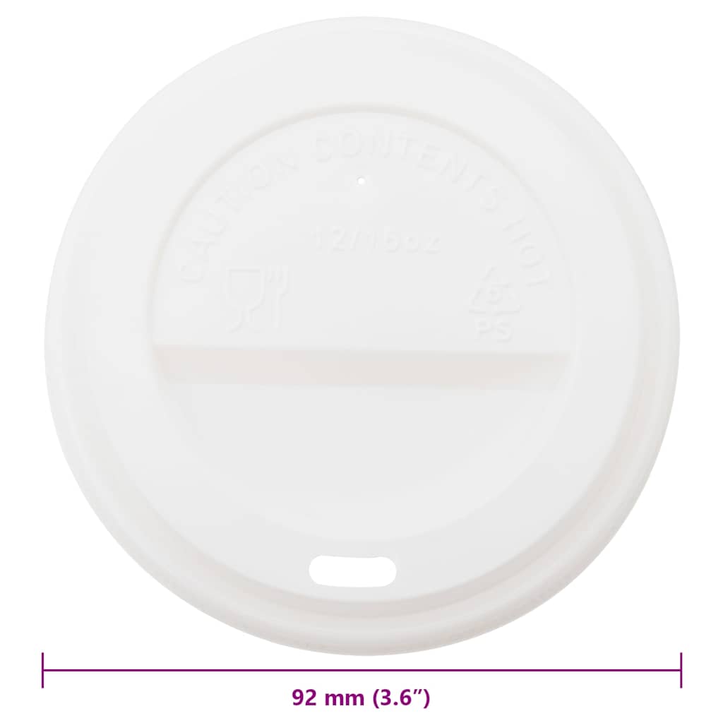 vidaXL Pokrywki do kubków papierowych do kawy, 12oz/16oz, 1000 szt.