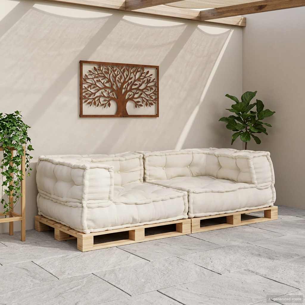 vidaXL 2-osobowa sofa modułowa Kremowy 140x70x36 Tkanina