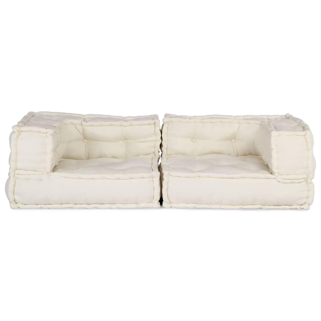 vidaXL 2-osobowa sofa modułowa Kremowy 140x70x36 Tkanina