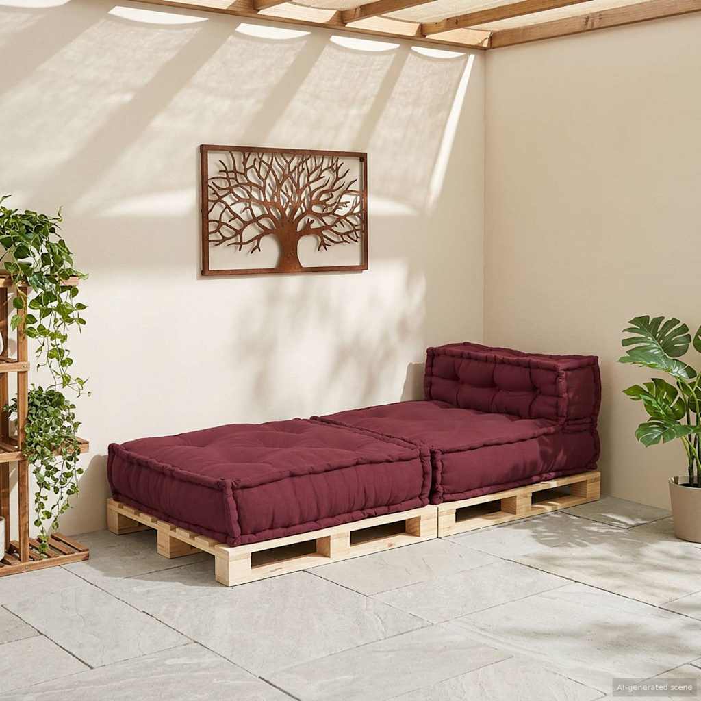 vidaXL Modułowa sofa, bordowy, 70x70x54, materiał