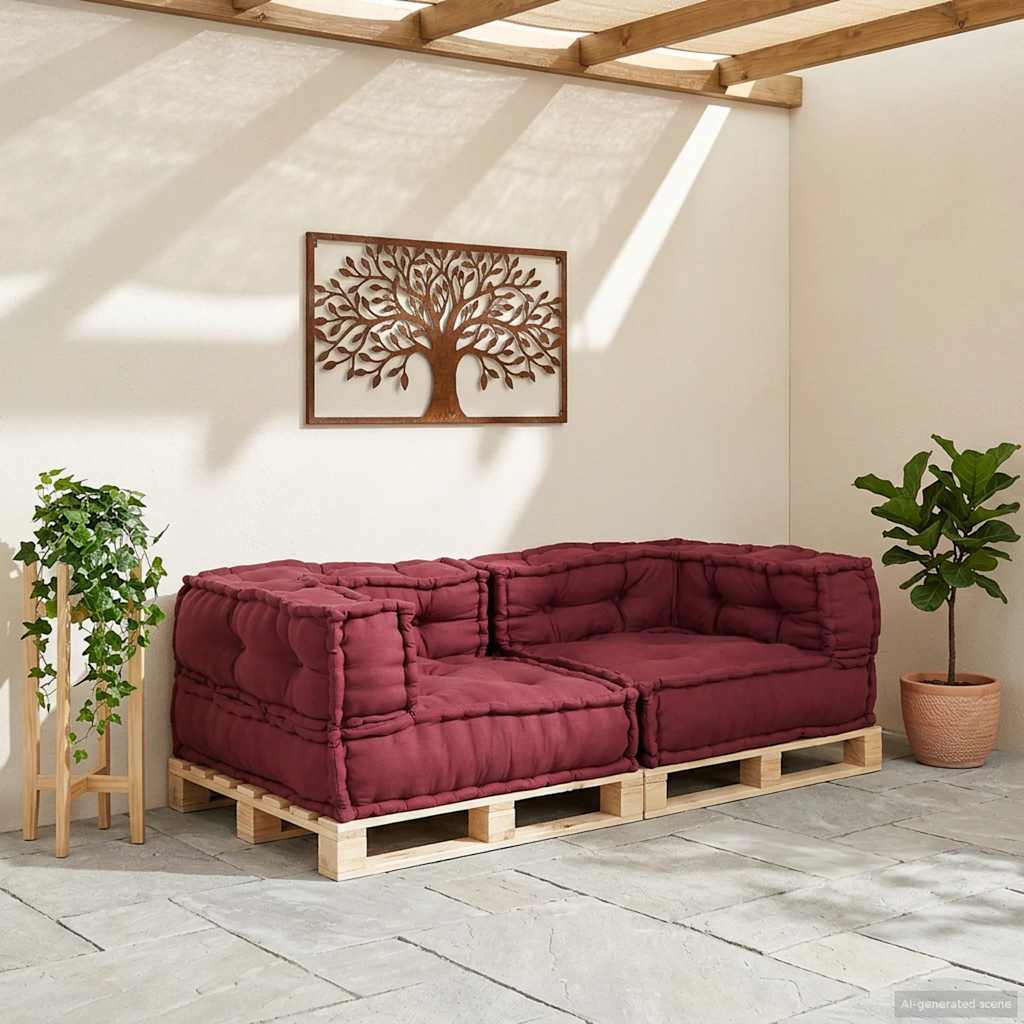vidaXL 2-osobowa sofa modułowa Bordowy 140x70x36 Tkanina