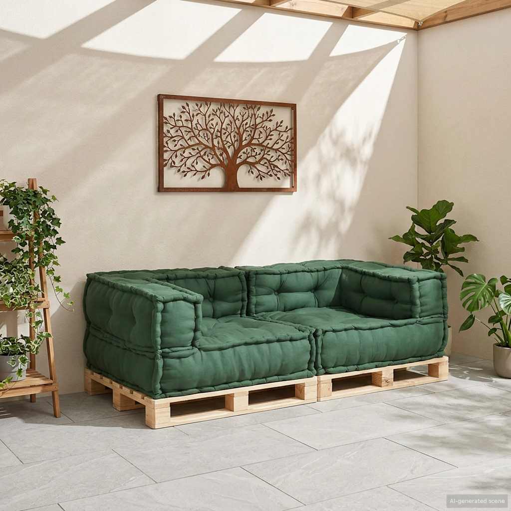 vidaXL 2-osobowa sofa modułowa, zielony, 140x70x36, tkanina