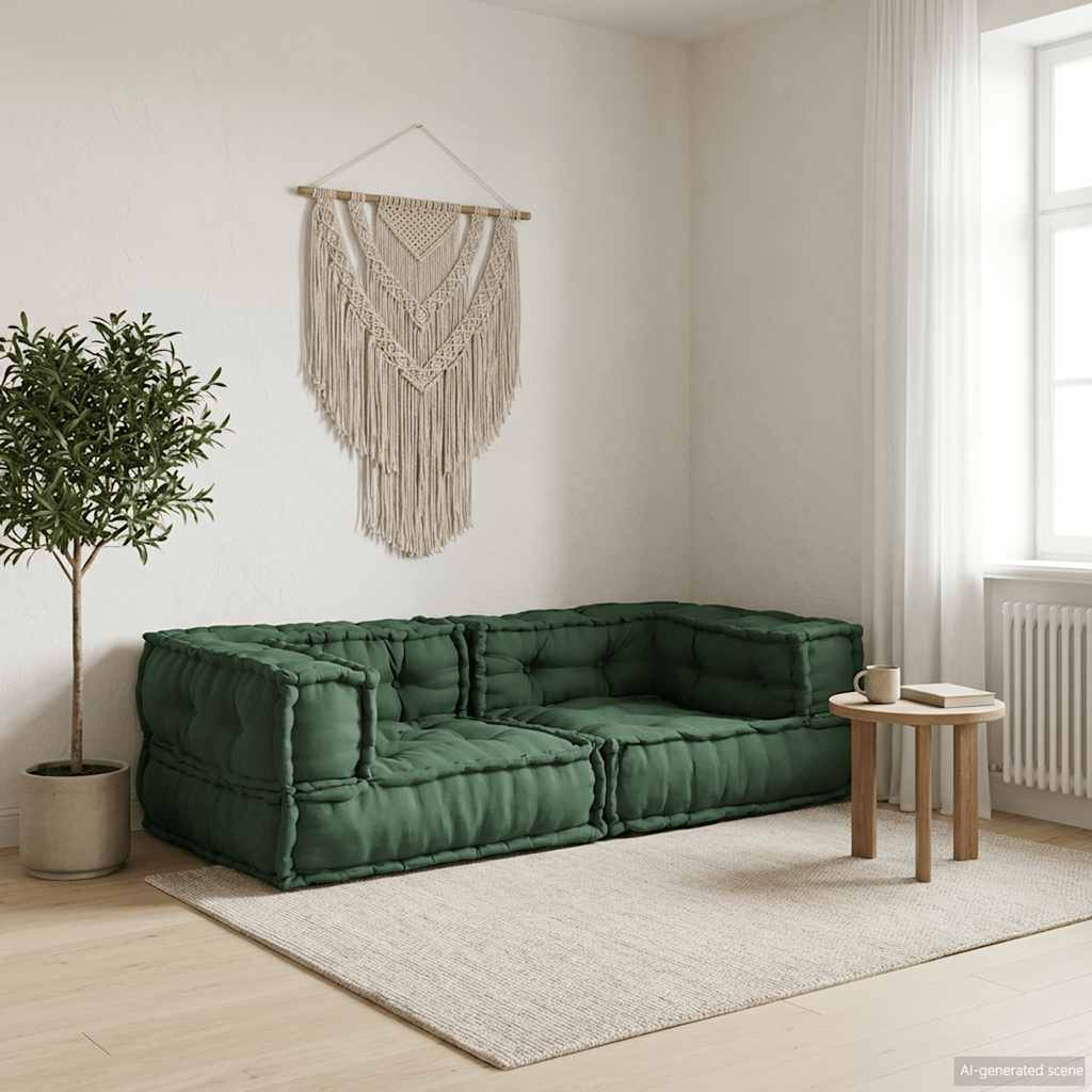 vidaXL 2-osobowa sofa modułowa, zielony, 140x70x36, tkanina