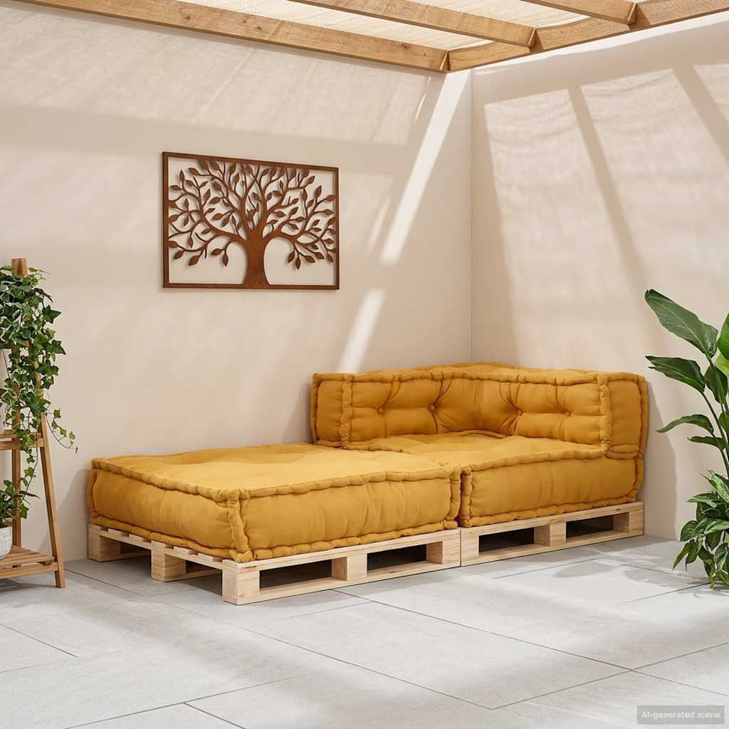 vidaXL Modułowa sofa, żółty, 70x70x54, tkanina