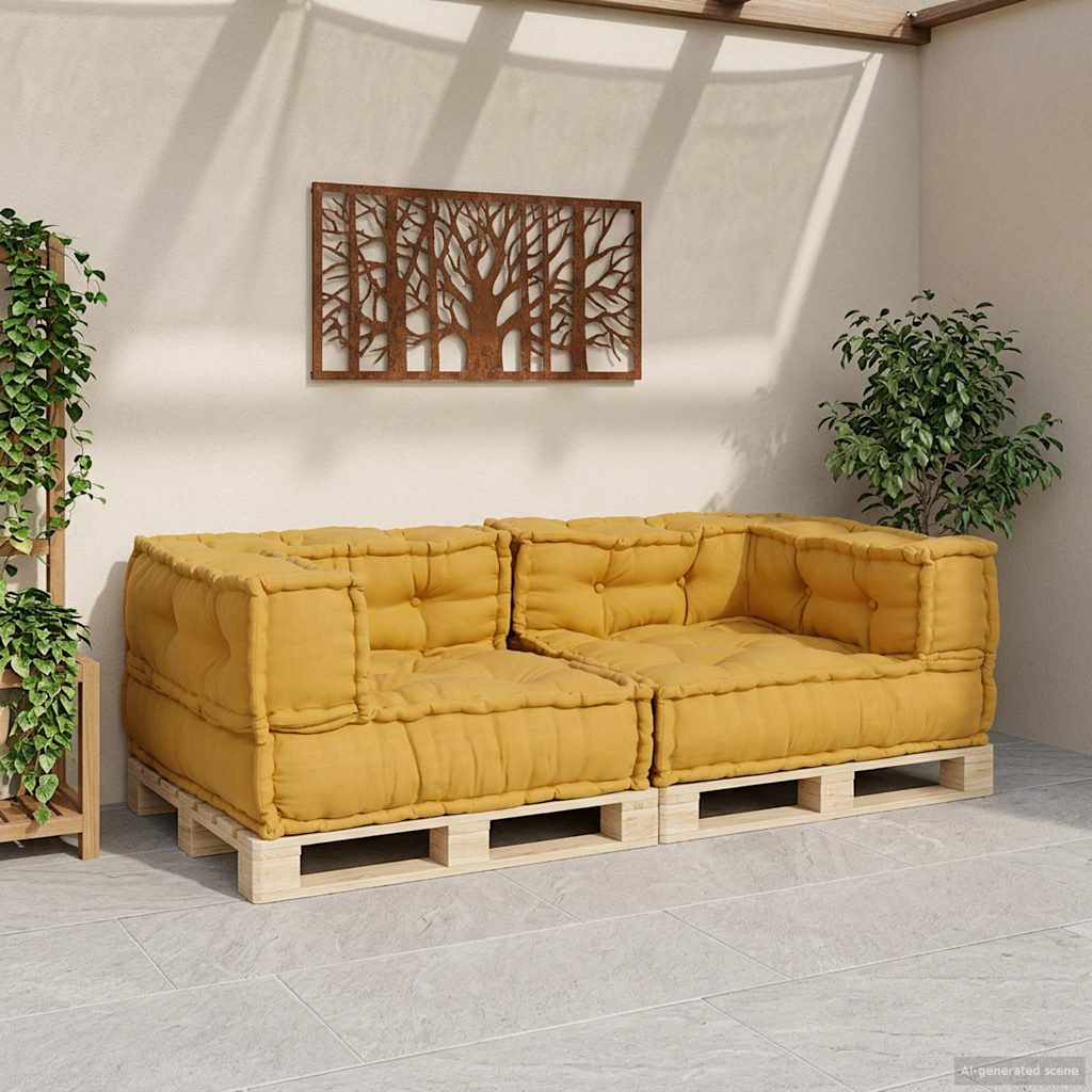 vidaXL 2-osobowa sofa modułowa, żółty, 140x70x36, tkanina