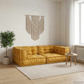 vidaXL 2-osobowa sofa modułowa, żółty, 140x70x36, tkanina