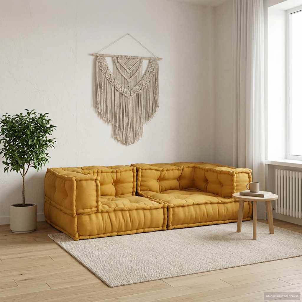 vidaXL 2-osobowa sofa modułowa, żółty, 140x70x36, tkanina