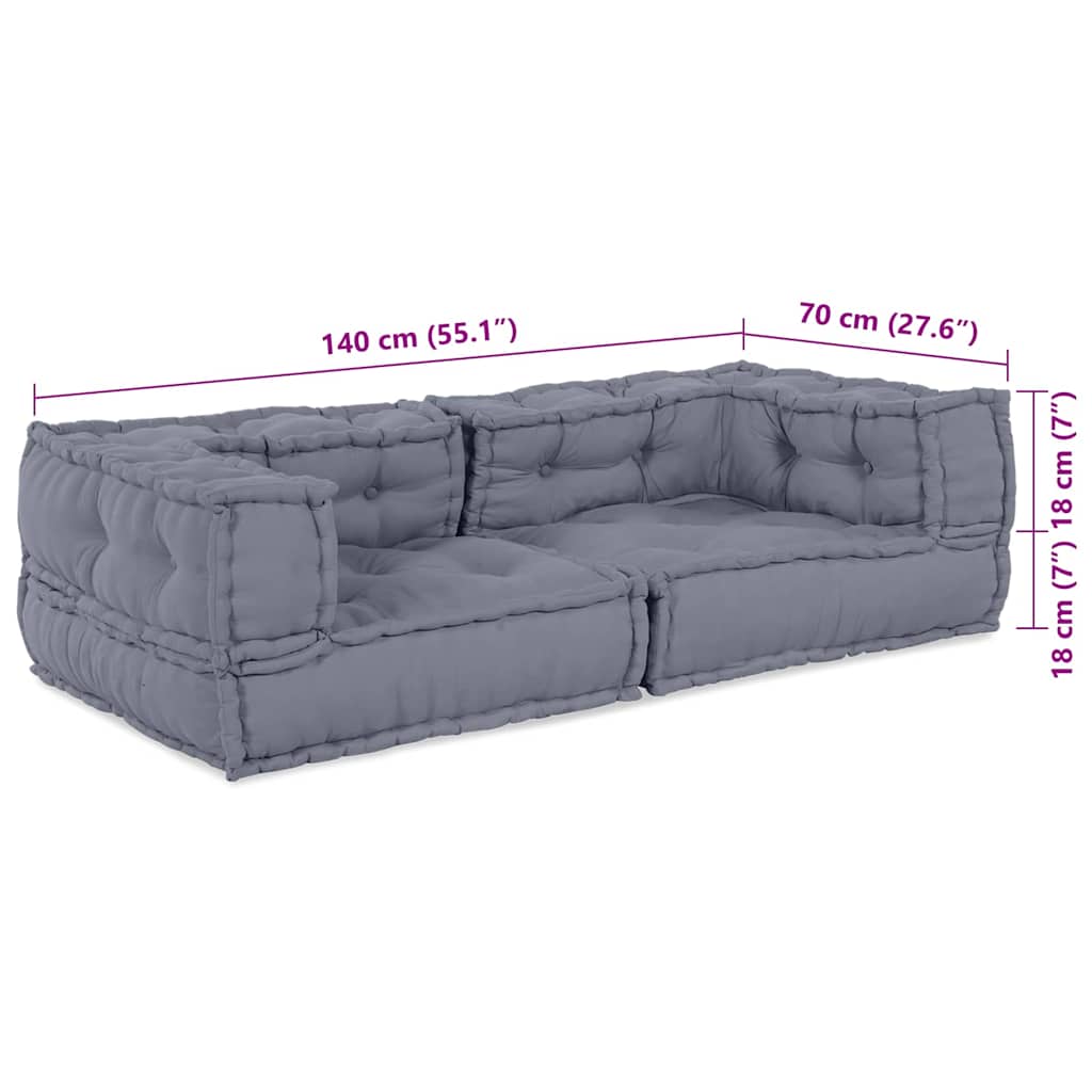 vidaXL Modularna jednostka sofy 3 pcs Szary 140 x 70 x 36 cm tkanina