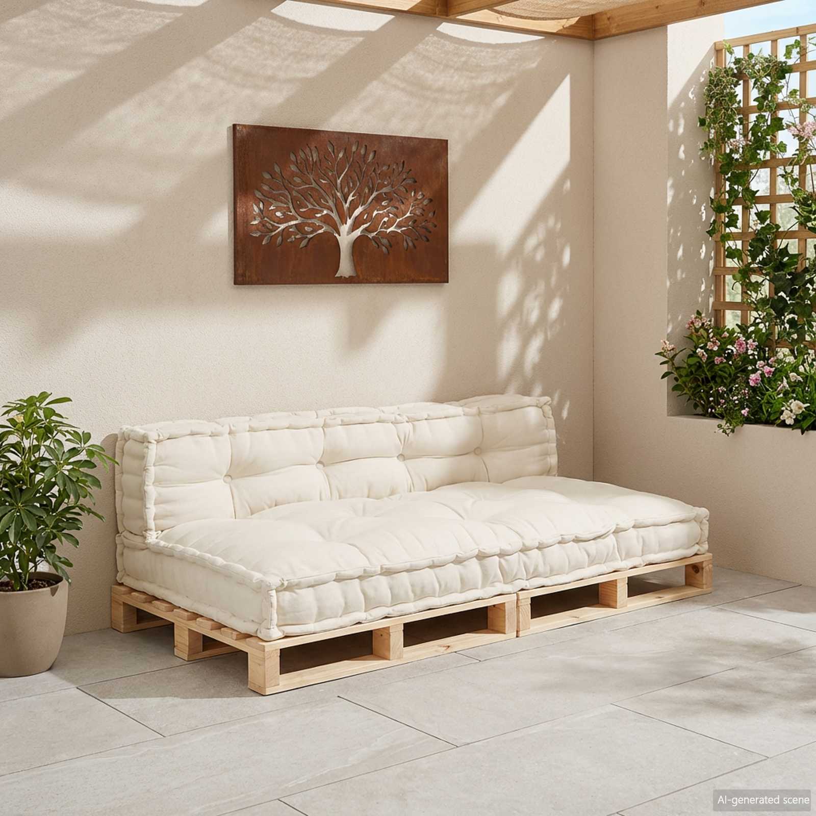 vidaXL Poduszka do sofy paletowej 2 pcs kremowy 120 x 80 x 38 cm