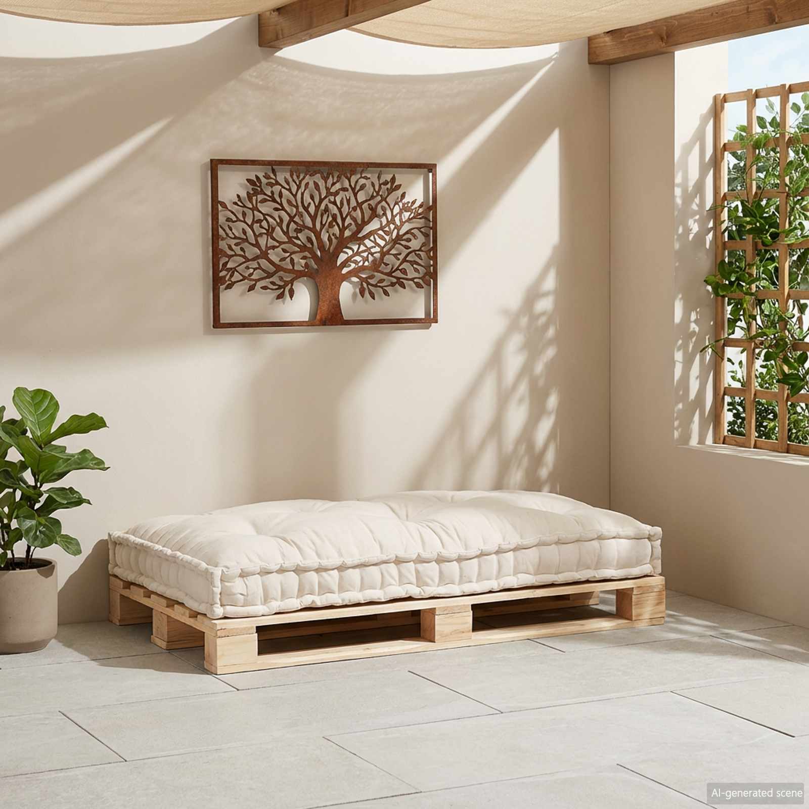 vidaXL Poduszka do sofy paletowej kremowy 120 x 80 x 12 cm tkanina