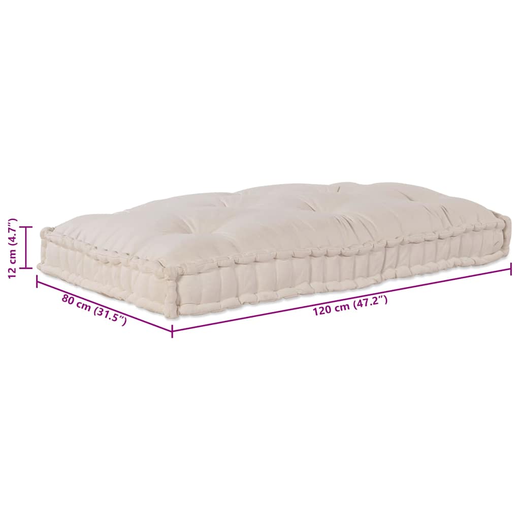 vidaXL Poduszka do sofy paletowej kremowy 120 x 80 x 12 cm tkanina