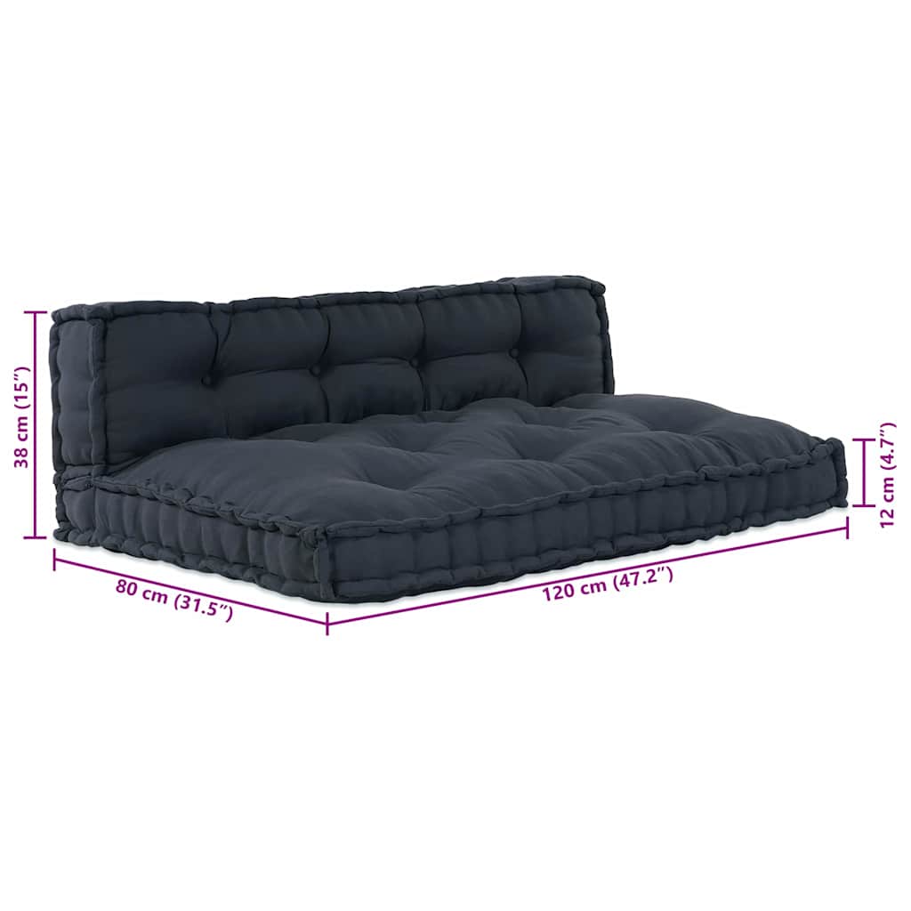 vidaXL Poduszka do sofy paletowej 2 pcs antracytowy 120 x 80 x 38 cm