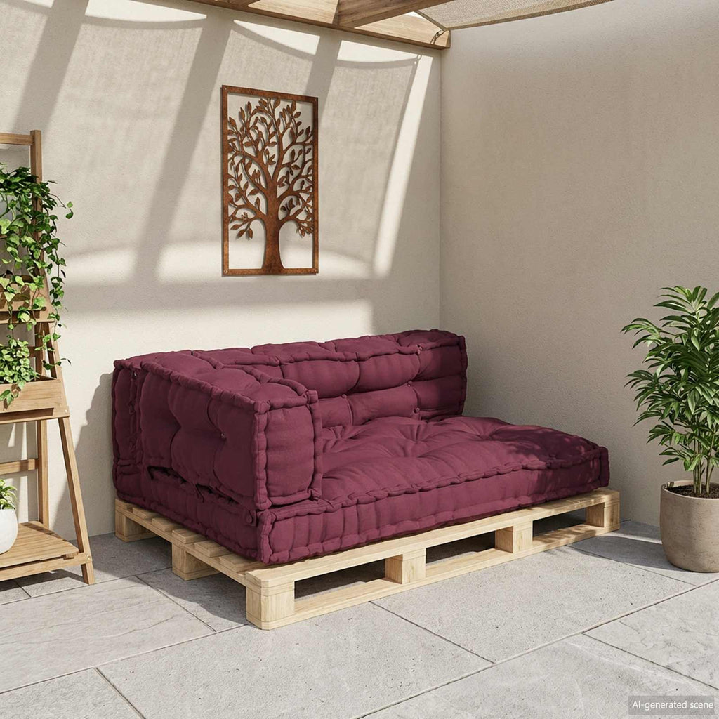 vidaXL Poduszka do sofy paletowej 3 pcs Bordowy 120 x 80 x 38 cm