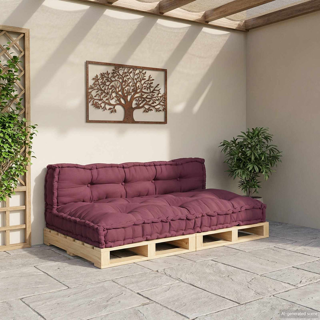 vidaXL Poduszka do sofy paletowej 2 pcs Bordowy 120 x 80 x 38 cm
