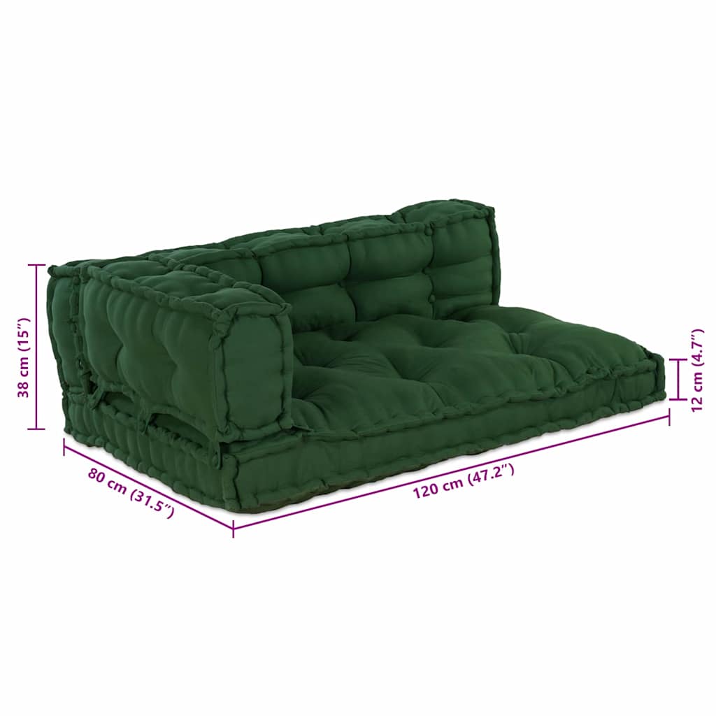 vidaXL Poduszka do sofy paletowej 3 pcs zielony 120 x 80 x 38 cm