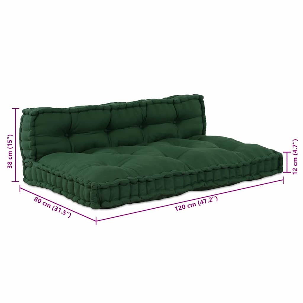 vidaXL Poduszka do sofy paletowej 2 pcs zielony 120 x 80 x 38 cm