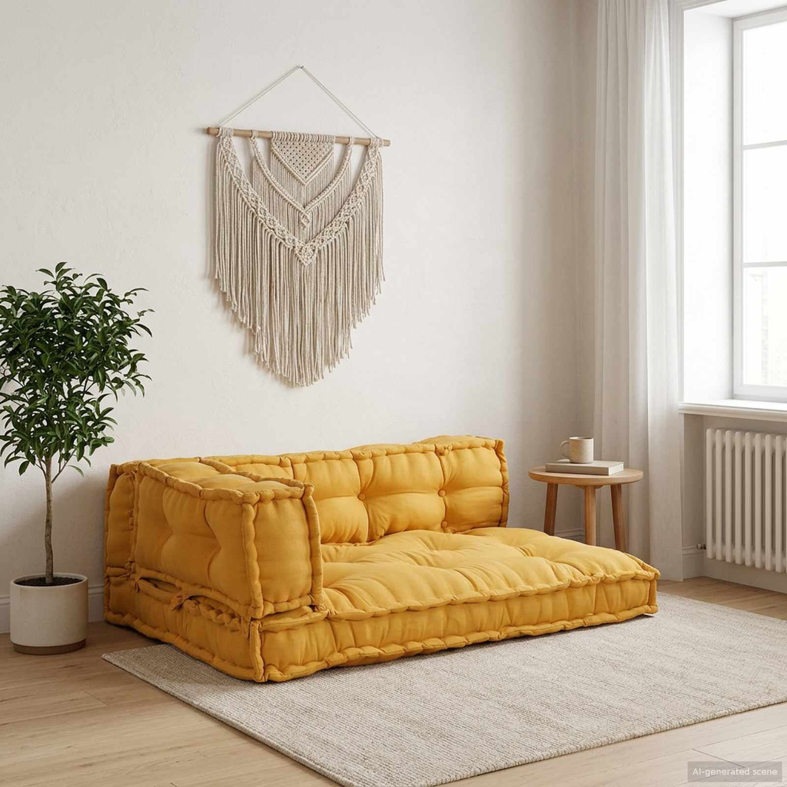 vidaXL Poduszka do sofy paletowej 3 pcs żółty 120 x 80 x 38 cm tkanina