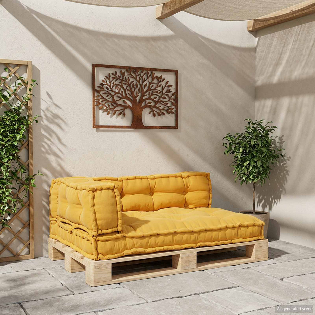 vidaXL Poduszka do sofy paletowej 3 pcs żółty 120 x 80 x 38 cm tkanina