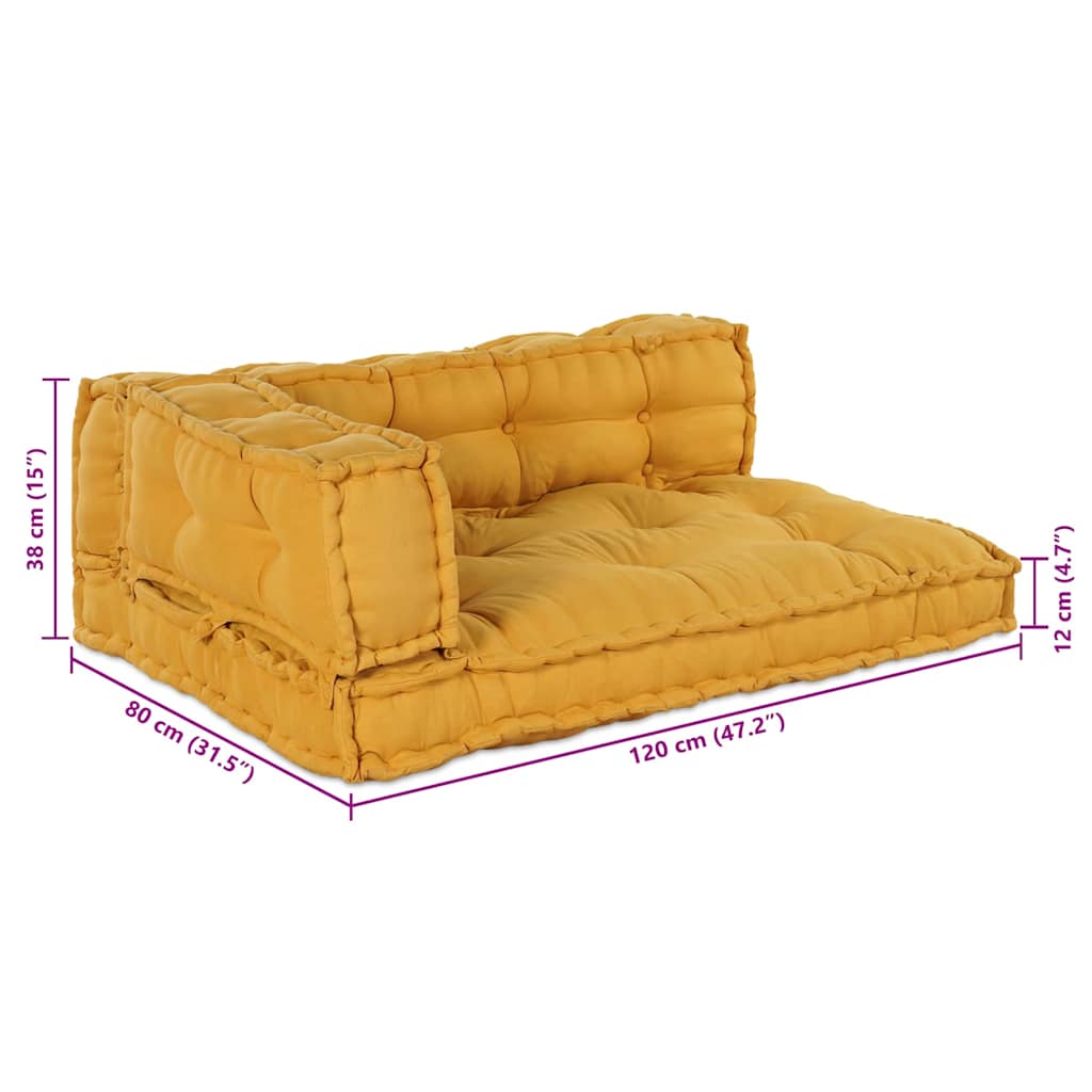 vidaXL Poduszka do sofy paletowej 3 pcs żółty 120 x 80 x 38 cm tkanina