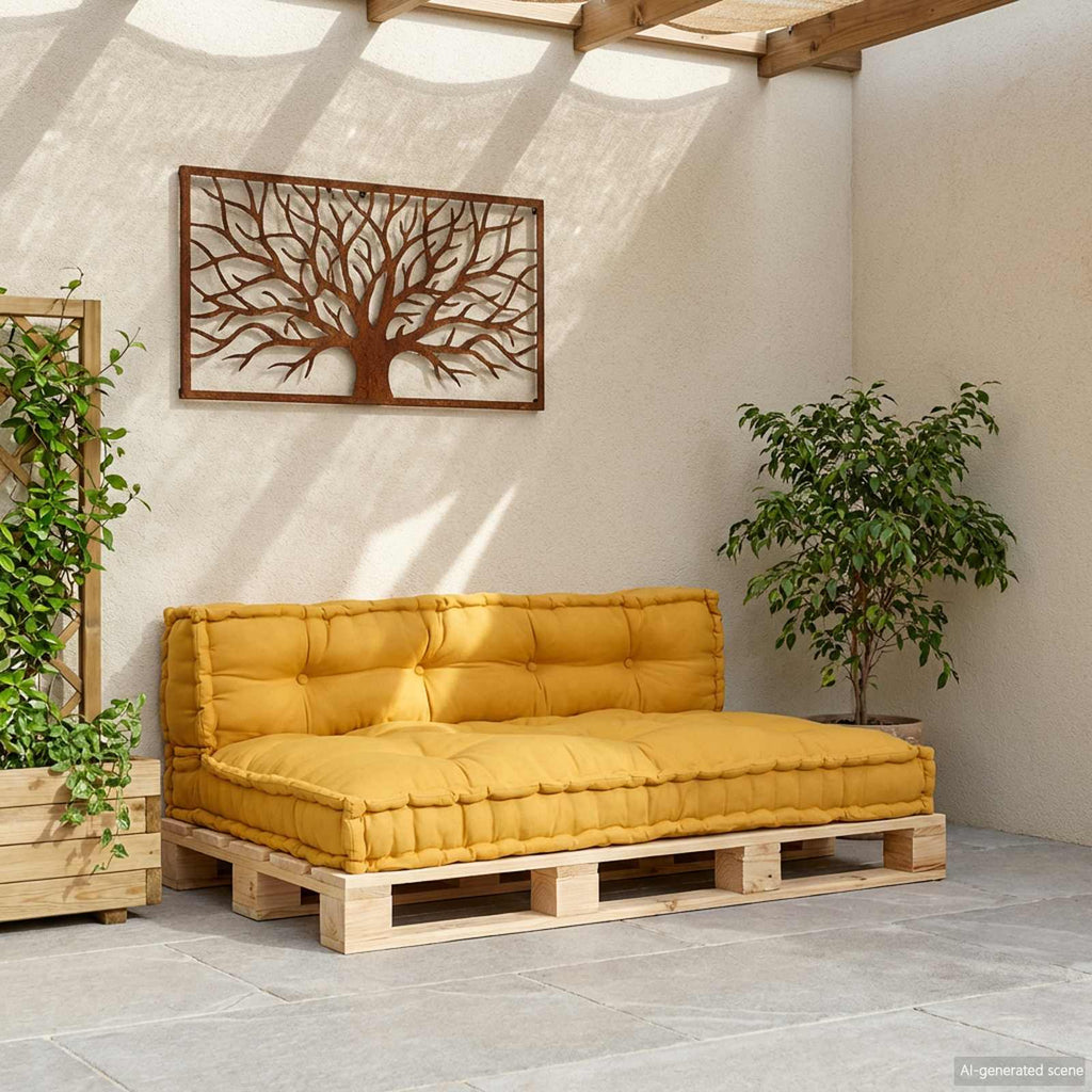 vidaXL Poduszka do sofy paletowej 2 pcs żółty 120 x 80 x 38 cm tkanina