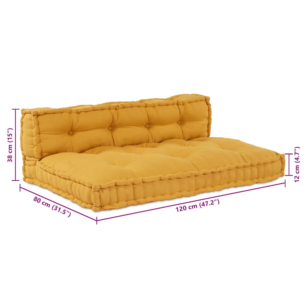 vidaXL Poduszka do sofy paletowej 2 pcs żółty 120 x 80 x 38 cm tkanina