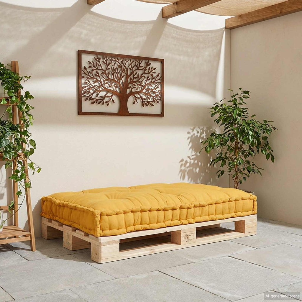 vidaXL Poduszka do sofy paletowej żółty 120 x 80 x 12 cm tkanina