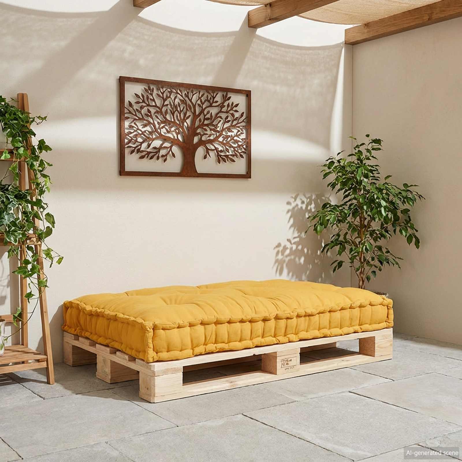 vidaXL Poduszka do sofy paletowej żółty 120 x 80 x 12 cm tkanina