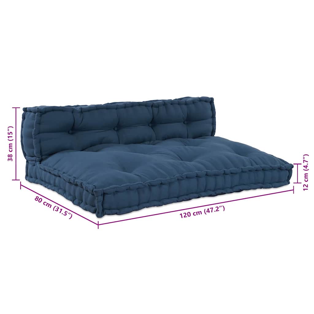 vidaXL Poduszka do sofy paletowej 2 pcs Indygo 120 x 80 x 38 cm
