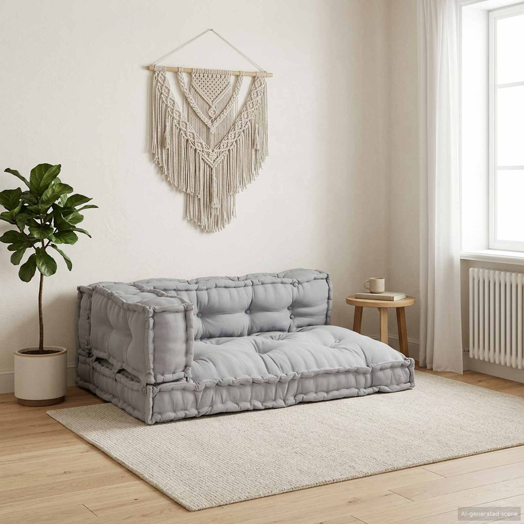 vidaXL Poduszka do sofy paletowej 3 pcs Szary 120 x 80 x 38 cm tkanina