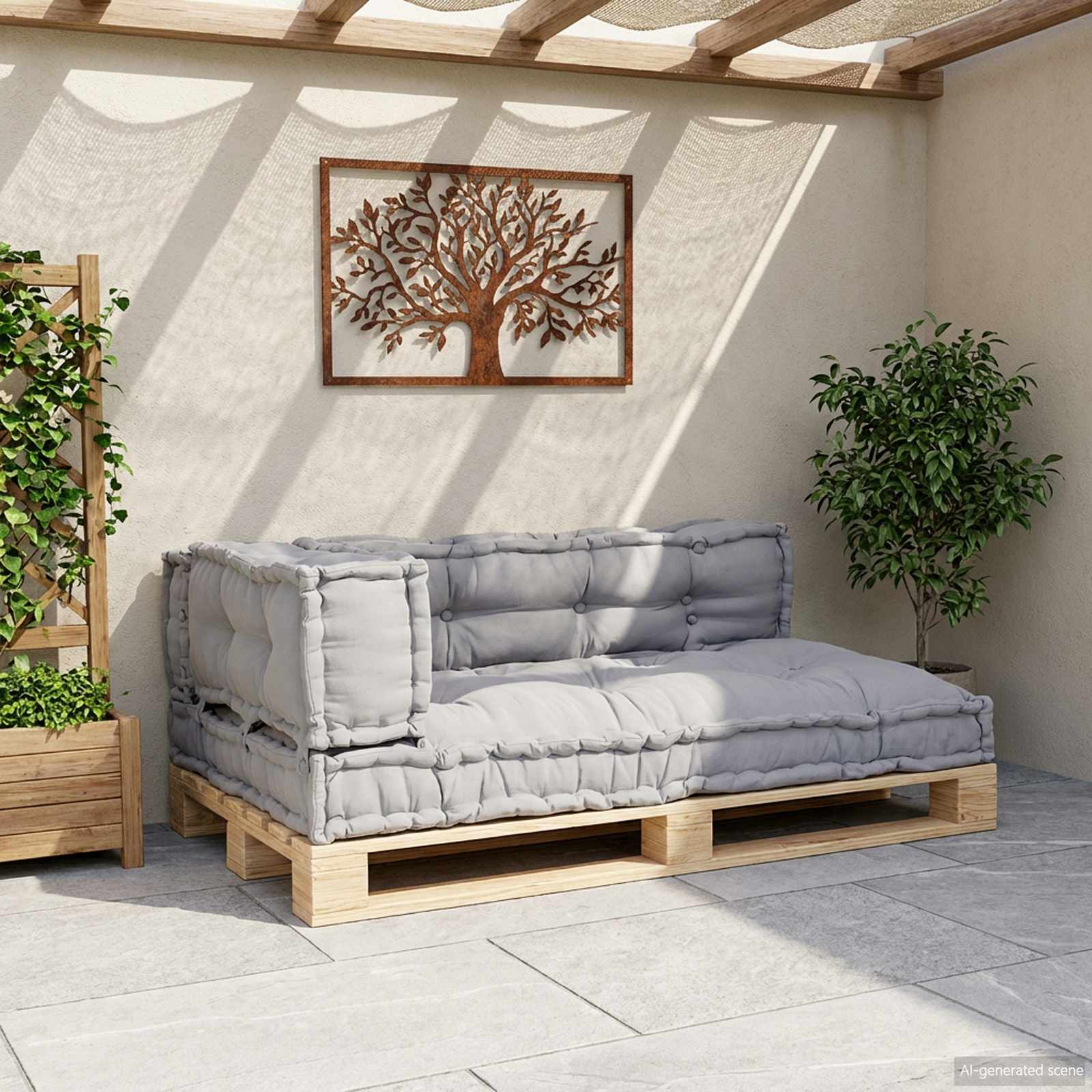 vidaXL Poduszka do sofy paletowej 3 pcs Szary 120 x 80 x 38 cm tkanina
