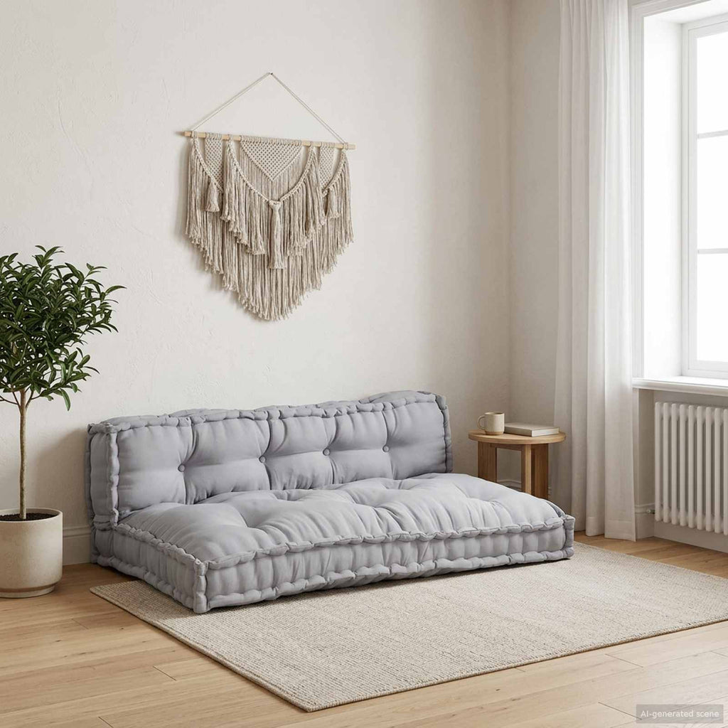 vidaXL Poduszka do sofy paletowej 2 pcs Szary 120 x 80 x 38 cm tkanina