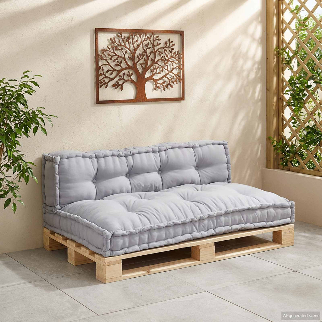 vidaXL Poduszka do sofy paletowej 2 pcs Szary 120 x 80 x 38 cm tkanina