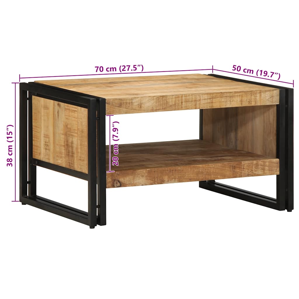 vidaXL Stolik kawowy 70x50x38 cm lite drewno surowe mango