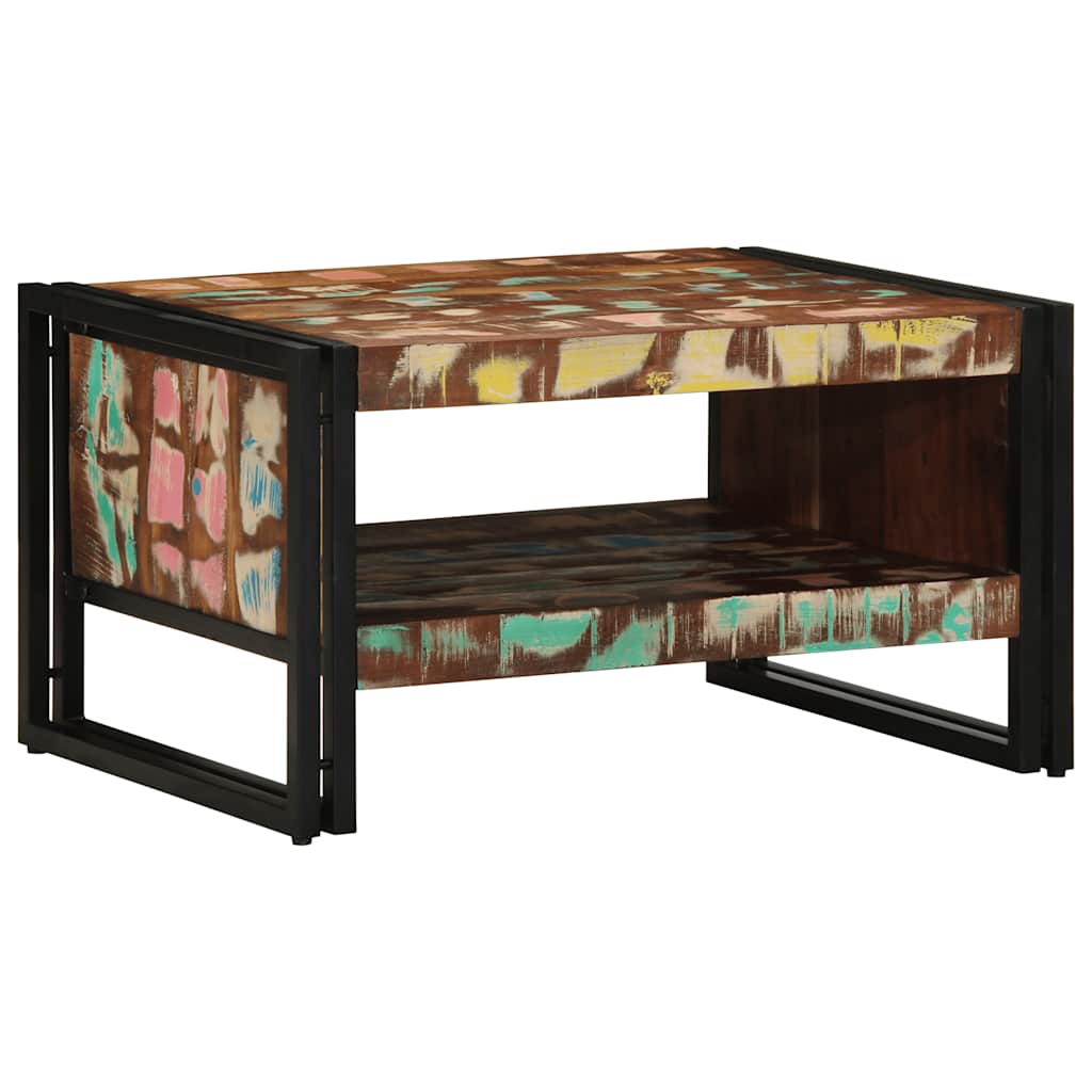 vidaXL Stolik kawowy wielokolorowy 70x50x38 cm lite drewno odzyskane