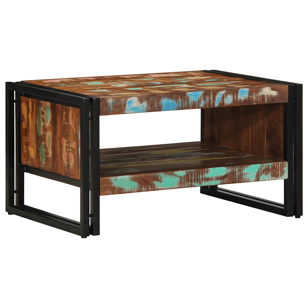 vidaXL Stolik kawowy wielokolorowy 70x50x38 cm lite drewno odzyskane