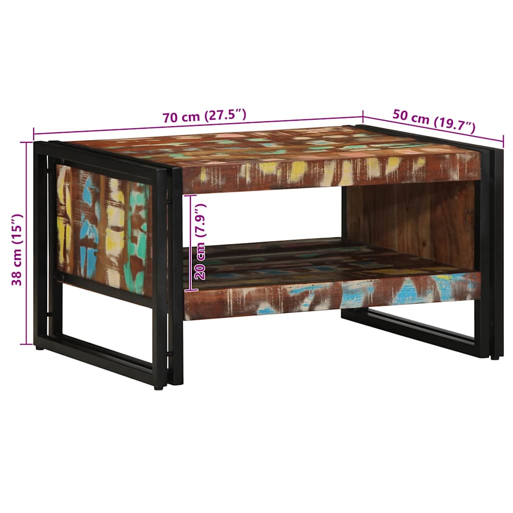 vidaXL Stolik kawowy wielokolorowy 70x50x38 cm lite drewno odzyskane