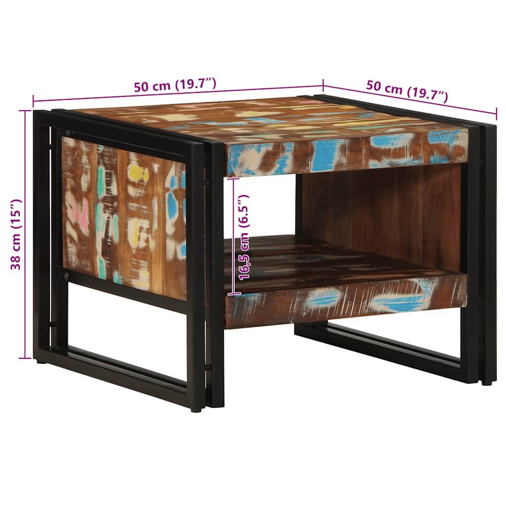 vidaXL Stolik kawowy wielokolorowy 50x50x38 cm lite drewno odzyskane