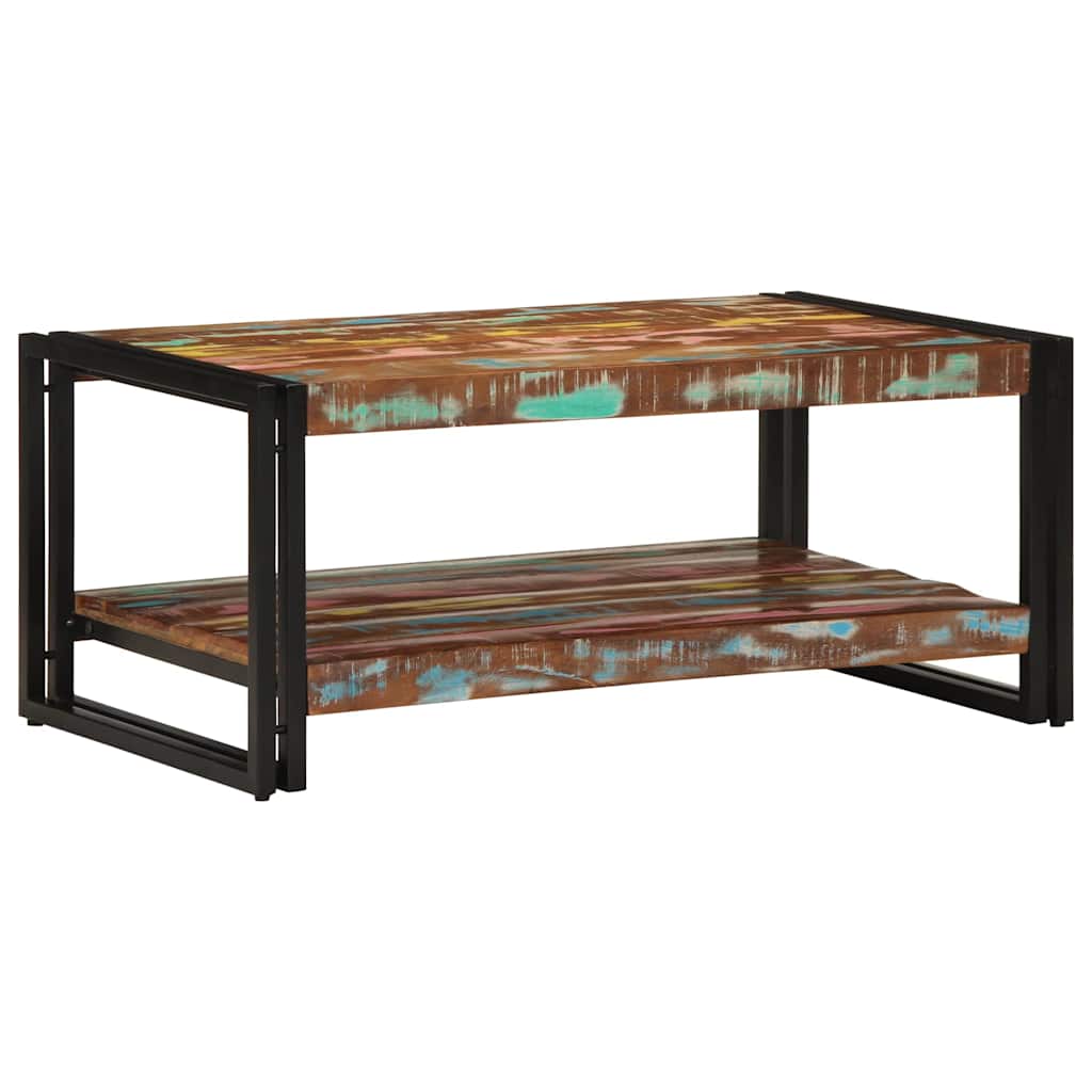 vidaXL Stolik kawowy wielokolorowy 90x50x38 cm lite drewno odzyskane