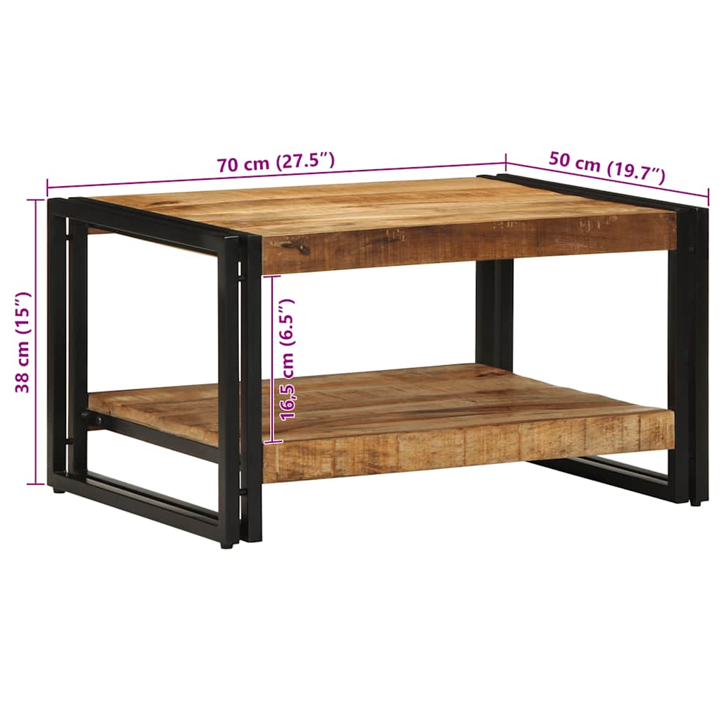 vidaXL Stolik kawowy 70x50x38 cm lite drewno surowe mango